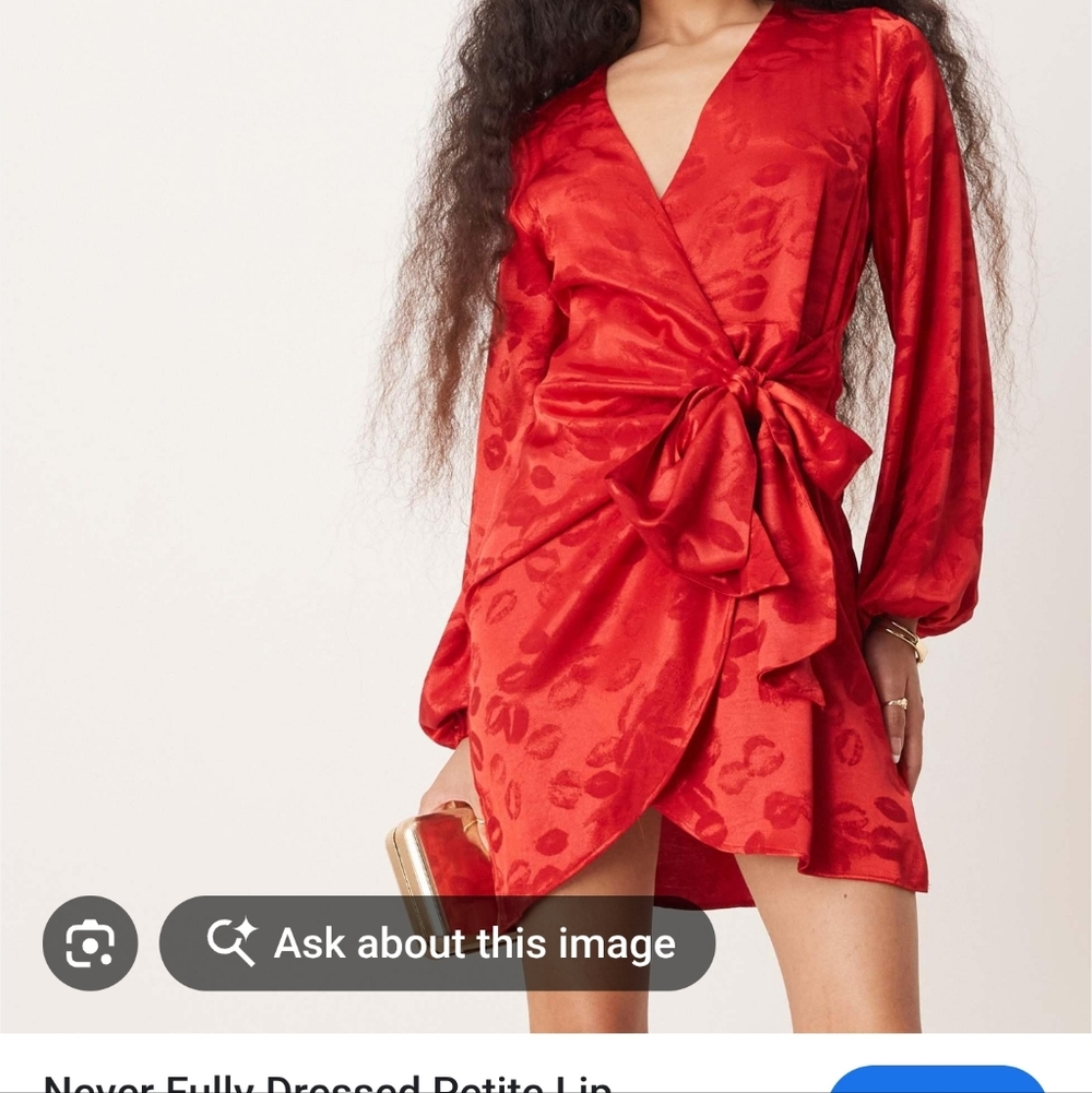 Never Fully Dressed NWT Red Satin Wrap Mini Dress Size 8